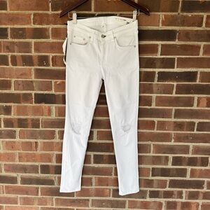 Rag & Bone Capri Skinny White distressed Jeans Women’s Size Waist 28 in NEW